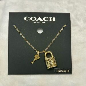 COACH Quilted Padlock Key Necklace